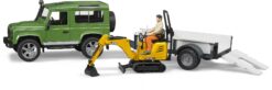 Bruder Professional Series Land Rover Defender with Trailer - CAT and Man (02593)